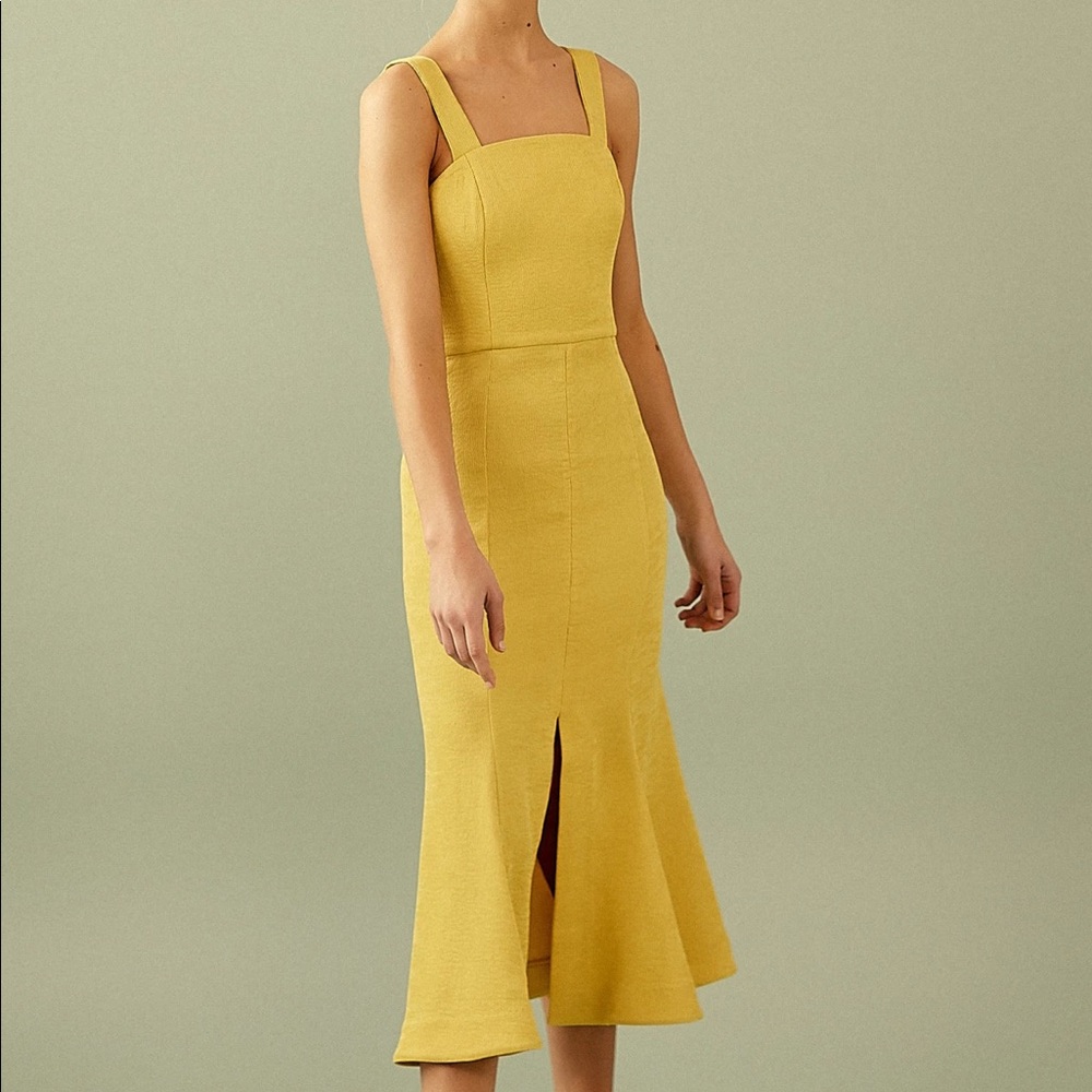 NWT C/MEO COLLECTIVE APEX MIDI DRESS YELLOW